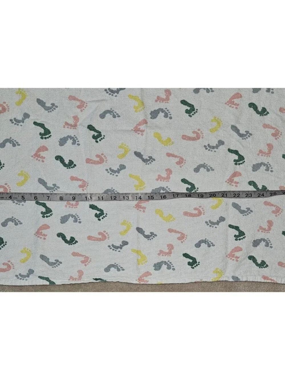 2 VTG Standard Textile Receiving Blanket Lot Footprints Pink Yellow Green Blue